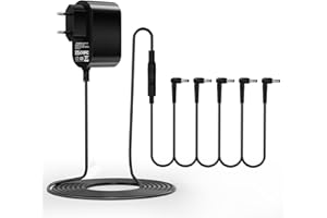 POANES VPSUN - Fuente de alimentación para pedales de guitarra (9 V, compatible con cables de cadena de margarita de 5 vías, pedales de efecto de guitarra Boss)