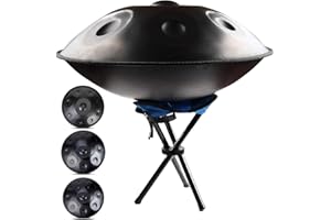 LXHGVKHJ Instrument Handpan En Acier, Tambours Handpan De 55 Cm À 432 Hz / 440 Hz Pour La Guérison Sonore, La Méditation Et Le Yoga, Tambour À Main De 9/10 / 12 Notes Avec Support De Tambour (Size : 440Hz,