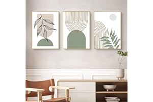 ZFTCN Juego de 3 pósteres abstractos bohemios, dibujo lineal mujer, hoja botánica arte de pared, sin marco (3 unidades de 50 x 70 cm)