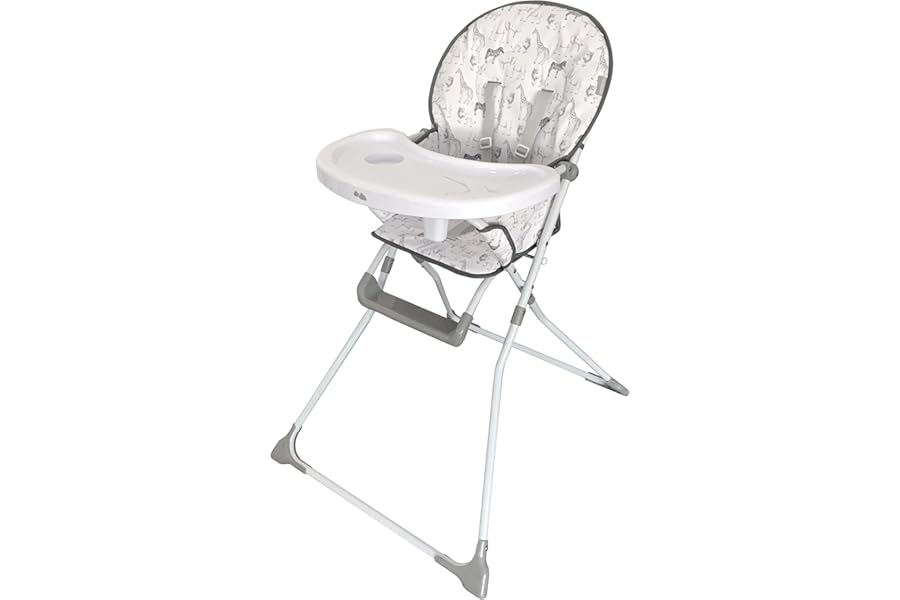 My Babiie MBHC1 Compact Highchair – Ultra Lightweight (5kg), Foldable, Easy Clean, Padded Seat, Footrest, Tray Cup Holder, for Toddler, from 6 Months to 3 Years (15kg) – Safari