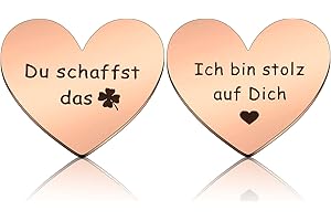 Photect Lustig Edelstahl Herz Handschmeichler Ich Bin Stolz auf Dich Herz Anhänger mit Tasche Herzform Glücksbringer Deko Viel Glück Geschenk für Paare Freund Familie Abschied Marathon