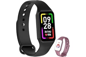 IOWODO Montre Connectée Femme Homme, Smartwatch, Montre de Sport, Étanche,Oxymètre Podomètre,Cardiofrequencemètre, Calories,Fitness pour Android iOS avec (Noir)