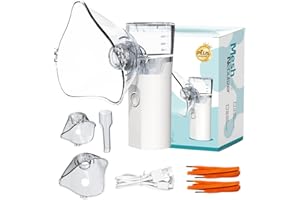 FONCBIEN Nebulizador Portatil, Actualización Nebulizador para Adultos y Niños Recargable USB Nebulizador bebe de Mano con 2 Máscara, 2 Ajustable aAomización Inhalador de Vapor para el hogar