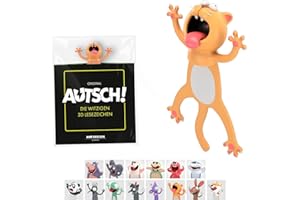 KXT DES!GN KXT Marque-page 3D amusant - Original AUTSCH! Animaux de dessin animé - Cadeau amusant pour enfants et adultes (chat)