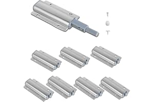 ONEZEBRA Lote de 8 unidades de puertas de armario sin tirador – Mecanismo de presión con imán, bajo ruido y carrera larga para cajones/puertas, aluminio, resistente a la humedad (incluye tornillos)