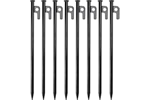 TECDW 8 Pezzi Picchetti Campeggio, 30cm Picchetti Tenda, Lunghi e Robusti Picchetti per Tende, Picchetti da Campeggio in Acciaio, Picchetti Ancoraggio per Giardino, Escursioni, attività all'aperto