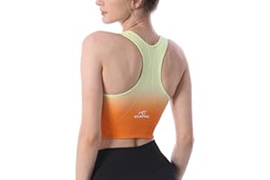 CLDFHX Damen Sport BH Starker Halt mit Polstern Ohne Bügel Comfy BH Nahtlos BH Racerback Top zum Yoga Joggen Fitness Laufen Pilate