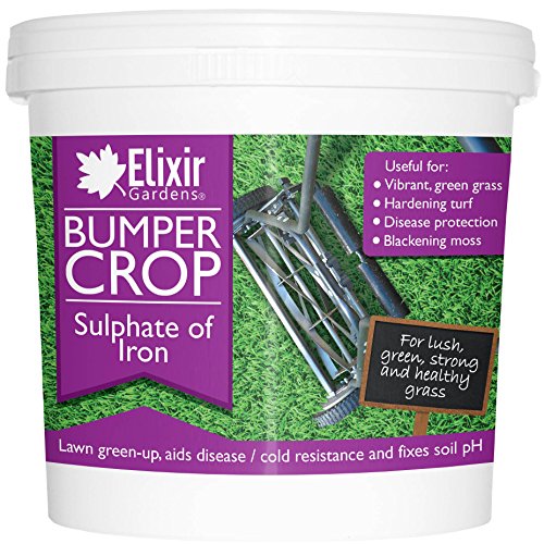 Elixir Gardens Bumper Crop Sulphate of Iron | From 200g to 25kg | Lawn Tonic, Turf Hardener & Grass Treatment | Soluble Ferrous Sulphate | 1kg Re-Sealable Tub | Makes 80L of Liquid Feed