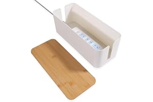 QOEOTUY Caja de cables grande para escritorio sin taladrar – Organizador de cables respetuoso con el medio ambiente contra enredos, gestión de cableado para PC