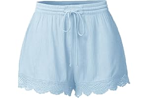 Cocila Shorts Womens UK Summer Drawstring Cotton Elastic Waist Solid Color Casual Shorts Sport Pants Lace Rope Trousers Yoga Shorts Women Size Pants Slim Fit Everyday Goingout Shorts