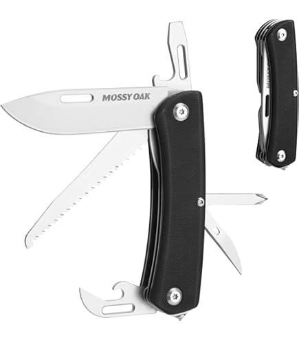 HONZIN Multitools 10-in-1 Zakmultitool met sleutel, blikopener, flesopener, zaag, schroevendraaierset, fluitje, vuurstarter, vijl, opvouwbare multitool voor buiten, kamperen, reparatie