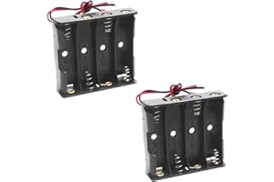 AUNEOS 2pcs 4X AA 6V Plastic CELL Battery Clip Slot Holder Case Battery Storage with Wire Leads Metallic Spring Battery Holder for DIY Toy Power Supply(4X AA-1)
