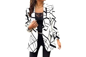 FLYCHEN Blazer Donna Elegante Casual Stile Graffiti Ortografia Colorata Fantastica Donna Slim Tailleur Cappotto a Maniche Lunghe