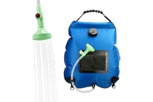 ASANMU Sac de Douche Solaire Camping, 20L Solaire Sac de Douche Portable Pliant Extérieur pour Douche Température 45 °C avec Commutable Tête de Douche Chauffe Eau Solaire pour Randonnée Escalade