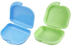 COHENTBLISS Caja de Dentadura Almacenamiento Caja de Baños para Dentadura Caja de Dentadura Caja de Dentadura Protector Bucal Cajas para Retenedores Dental 2 Piezas (Cian y azul)