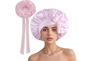 HAO ZHU Silk Bonnet,Adjustable Silk & Satin Sleep Bonnet for Sleeping Women,for Curly Hair,Non-Slip Sleep Cap Turban with Elastic Tie Band for Hair Care