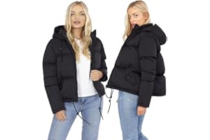 M1427 Short Padded Puffer Jacket, WOMENS LADIES SHORT QUILTED WINTER COAT PUFFER HOODED JACKET PARKA SIZE