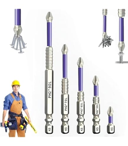 K5 Anti Rutsch Bits 6er Set - Magnetische Schraubendreher-Bits 25-150mm