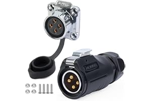 CNLINKO LP-20 Connettore impermeabile IP68 per cavi Connettore elettrici industria Connettore circolare Connettore anti-interferenza Connettore aeronautico M20 2-12 Poli Presa flangia (4 Poli)