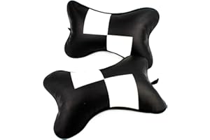 EMI SPORTS Kit de 2 Cojines Almohadas para Reposacabezas Asiento del Coche Modelo Ajedrez 28x18cm (912804)