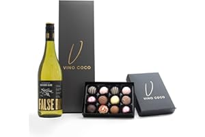 Vino Coco Sauvignon Blanc White Wine Gift Set | Sauvignon Blanc Gift Set with 12 Luxury Chocolate Truffles - 13.5% ABV