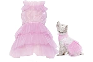 OUOBOB Hund Hochzeitskleid, Hund Geburtstag Kleid, Hündin Kleidung, Hund Weihnachten Outfit Medium, Hundekleider für mittelgroße Hunde Mädchen, Hund Brautkleider, Halloween Kostüme für Hunde Bulldogge