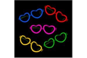 KNIXS Knicklicht Herzbrille - Brille in Herzform (25er Party-Set) im 6-Farb-Mix leuchtend - für Party, Disko, Festival, Geburtstag oder Karneval - lange Leuchtdauer