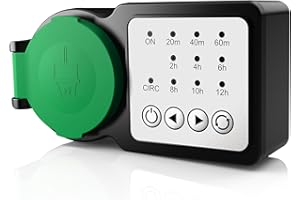 ‎GREENSUN GreenSun Zeitschaltuhr Steckdose Outdoor Zeitschaltuhr Aussenbereich - Timer Steckdose außen Countdown Timer für Lichter Poolpumpen Garten IP44 Grün