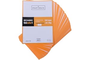 Unipapel 53392252. Recambios 100 Hojas A4, Cuadrículadas 5x5, Banda Color Naranja, PaperClas90g, Papyrus - Unicolor 1