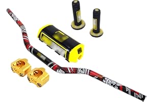 AnXin - Manillar de 28 mm + abrazadera elevadora + almohadilla + empuñaduras para motocicleta enduro (Dirt Bike Off), carretera, motocross (Pit Bike), Honda, KTM, Yamaha, Kawasaki, Suzuki