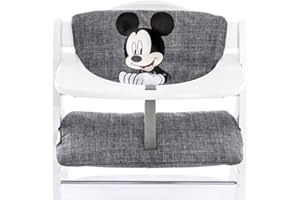 Hauck Alpha+ Highchair Pad Deluxe, Mickey Mouse Dark Grey - Highchair Cushion, Soft Fabric, Machine Washable