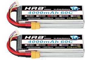 HRB POWER HRB 2PCS 4S 14.8V 4000mAh 60C Lipo Batterie avec XT60 Plug pour RC Hélicoptère Avion Voiture Bateau Camion