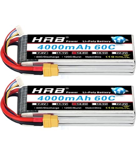Batería HRB 6000mAh 14.8V 50C 4S Lipo Con Conector Deans T | Para Coches, Aviones, Helicópteros Y Barcos RC, Alto Rendimiento Y Larga Duración