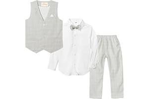 LOLANTA 4 pièces Ensemble Habillé Garçons, Enfants Cérémonie Gilet Chemise Pantalon et Nœud Papillon