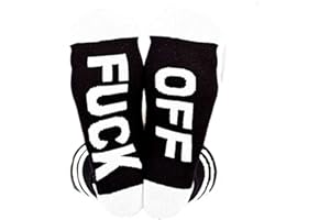 Himozoo Unisex FUCK OFF Socks Funny Casual Cotton Ribbed Knit Half Crew Socks Novelty Gifts for Women Men