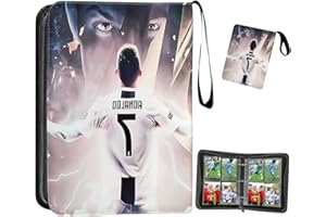 DELAIHUIL Fussball Karten Sammelalbum 50 Seiten Sammelalbum Fußball Karten 4 Fächer 400 Karten Fußball Sammelkarten Album Mit Reißverschluss