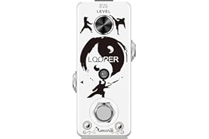 Amuzik Looper Guitar Pedal Unlimited Overdubs 10 Minutes of Looping, 1/2 time With USB to Import and Export Loop 3 Mode Mini Size True Bypass