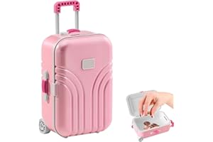 HOMURY Rosa Creativo Scatola di Risparmio a Forma di Valigia: 1 Pezzo Valigia da Viaggio in ABS, Mini Bagaglio Scatola di Risparmio, Decorazione da Scrivania, per Bambini e Adulti (16x10.5x7cm)