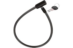 RENIMOVE Candado para patinete electrico reforzado de Cable 60 cm de Acero Resistente con Sistema de Cierre de Llave Seguridad Avanzada Duradero y Facil de Usar Protección Antirrobo Efectiva (Negro)