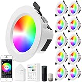 10 LED Incasso Rotonda Downlight Intelligente 9W 220-240V, 750LM,wifi Bluetooth APPControl,pannello,Dimmerabile Bianco Freddo