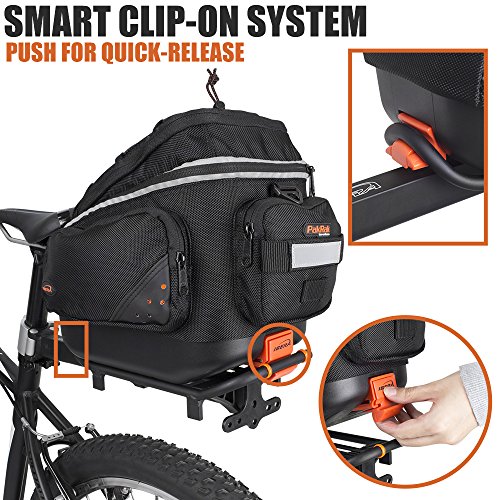 Ibera Fahrrad-Gepäckträgertasche und Gepäckträger Set, Bicycle Quick-Release PakRak Mini Commuter Bag und Seat-Post Rack - 3
