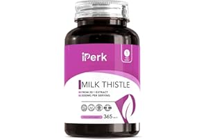 iperk Milk Thistle Tablets | 80% Silymarin High Strength | 365 Tablets - Vegan, GMO-Free, Gluten-Free, Made in The UK