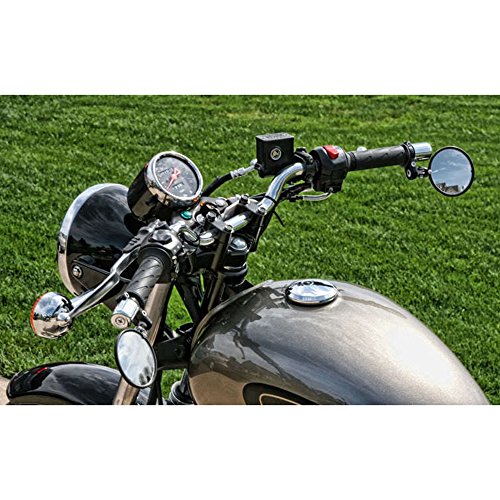 Paar Lenkerendenspiegel Rund Seitenspiegel Motorrad Rückspiegel für 7/8 22mm Universal Schwarz