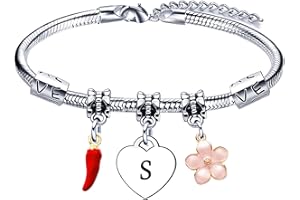 GUOYU Bracciale con Lettera Iniziale,Bracciale Braccialetto Donna, Regalo Donna Compleanno,Regalo Natale per Amica Collega Coppia Mamma Sorella Zia Nipote Figlia