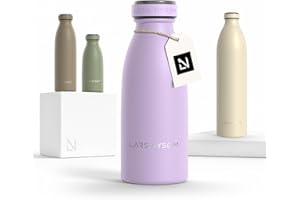 LARS NYSØM Botella de Acero Inoxidable | Botella aislada 0,35l | Cantimplora de 0,35 litros a prueba de fugas para deportes, bicicleta, perro (Lavender Purple, 350ml)