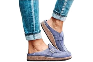 ZEDARO Sandalias Planas para Mujer Zuecos de Verano Zapatilla Plana de Gamuza Punta Redonda Sin Respaldo Resbalón en los Zapatos Mocasines Cómodos Zapatos de Barco de Moda para Mujer con Punta Cerrada