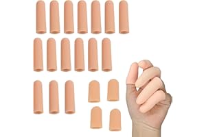 AMSGANK 20 Pièces Protège-Doigts en Silicone, Protection du Bout des Doigts Souple et Flexible Imperméables Protection du Pouce Protection des Doigts pour Ampoules Fissures des Doigts