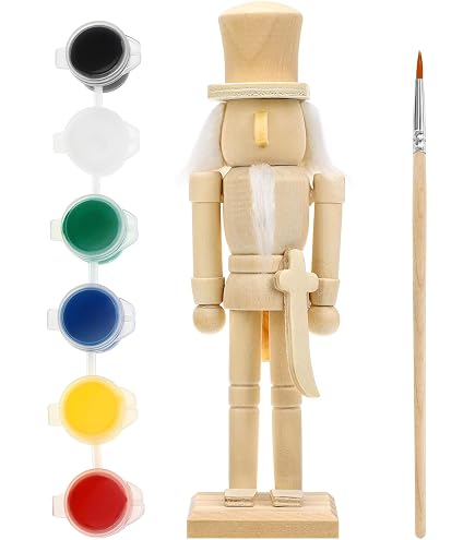 Veemoon Unlackierte Holz-Nussknacker Zum Selbstbemalen – DIY Weihnachtsdeko, Ca. 20,5 Cm