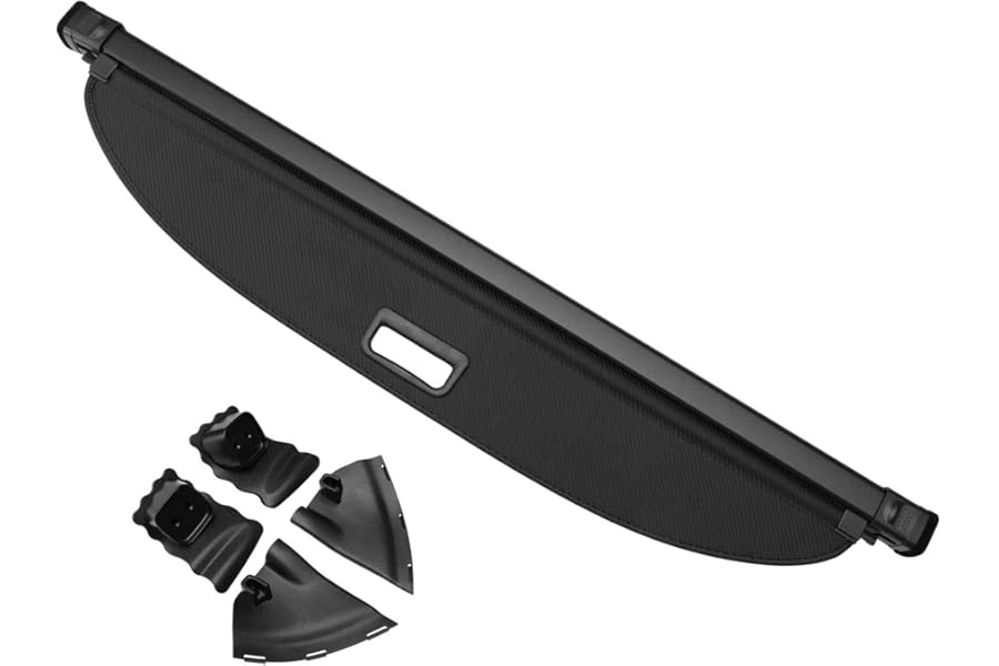 A ABSOPRO Retractable Cargo Cover for Tesla Model Y Juniper 2026 Rear Trunk Parcel Shelf Luggage Security Shield Shade Cover Carbon Fiber Black