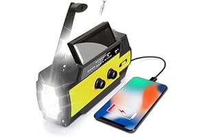 CCHKFEI Emergency Solar Wind Up Radio Hand Crank Radio,4000mAh Portable Wind Up Torch UK NOAA Weather Solar Radios with 1W Flashlight & Motion Sensor Reading Lamp,SOS Alarm for Home and Emergency